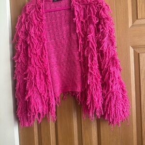 SHEIN Fuchsia Shaggy Cardigan